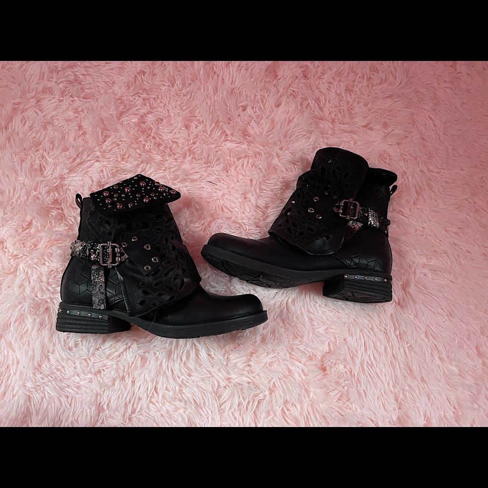 Lala ikai black motorcycle combat boots